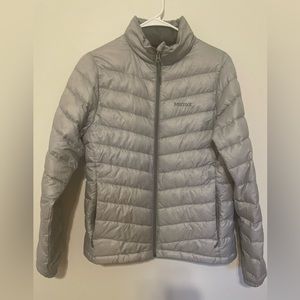 MARMOT Womens Medium Puffer Coat EUC Silver/Gray